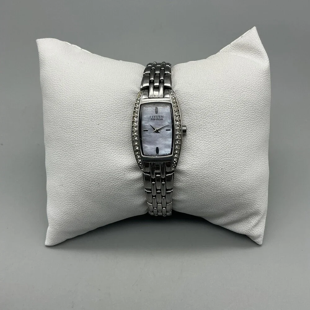 Citizen Eco-Drive Womens Watch 17mm MOP G620-S074711 Crystals Stainless 5.75